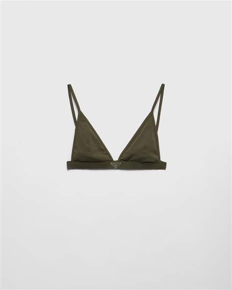 Camouflage Green Ribbed Knit Bralette Bikini Top 